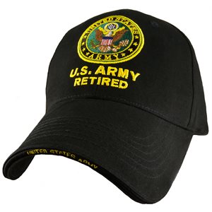 CAP-U.S. ARMY RETIRED W / LOGO, 3LOC (BLK BRSH)