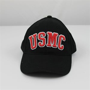 CAP-USMC 3-D TEXT(BLK) USA@ ! #