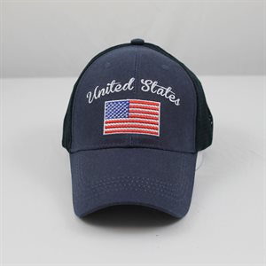 CAP-UNITED STATES W / FLAG (DKN MESH) !