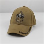 CAP-CHIEF PETTY OFFICE W / ANCHOR (COYOTE BRN) !