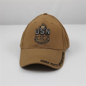 CAP-CHIEF PETTY OFFICE W / ANCHOR RETIRED (COYOTE BRN) (DX) 20